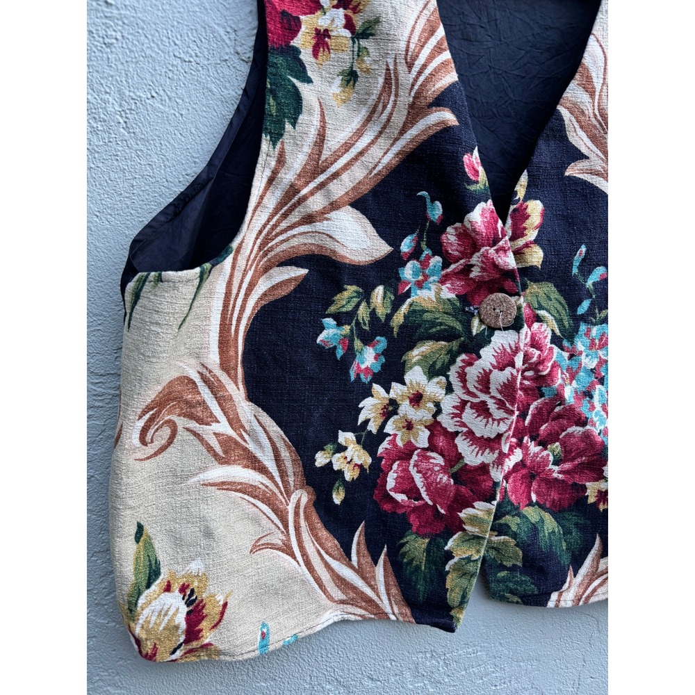 Diana Marco Vintage Womens Tapestry Floral Print Vest Cottagecore Layered - Picture 3 of 6